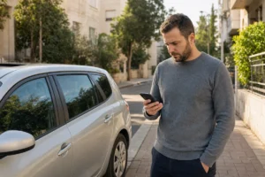 חייב בודק בטלפון אם נרשם עיקול רכב על המכונית שלו בהוצאה לפועל